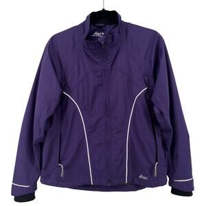 ASICS Women's Lightweight‎ Jacket Medium Purple Full Zip Pockets Windbreaker EUC